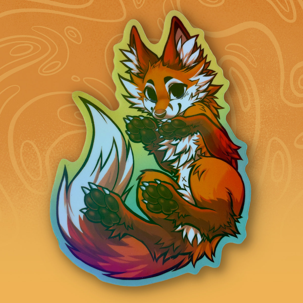 Fox Paws Holographic Sticker
