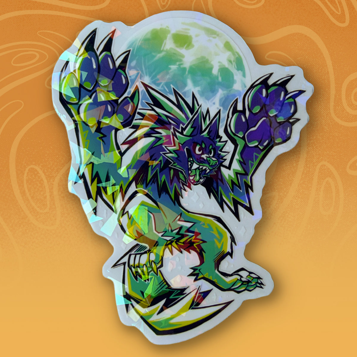 Werewolf Moon Holographic Sticker